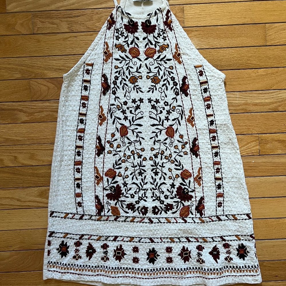 ZARA Cotton Embroidered Mini Dress Size M